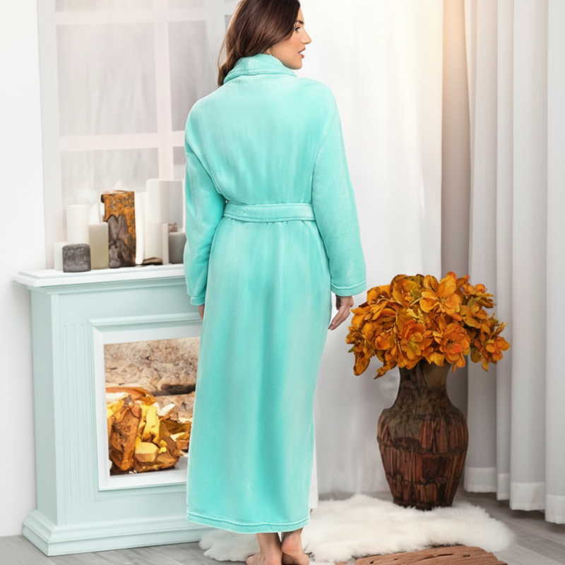 Long Plush Fleece Winter Bathrobe For Women