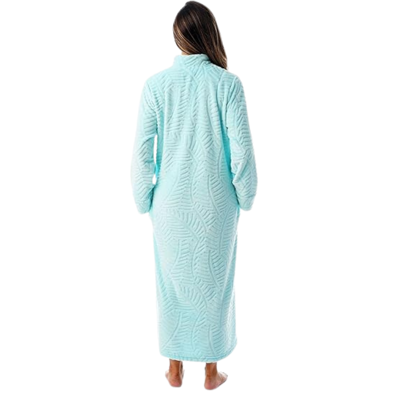 Plush Front Zipper Robe For Women