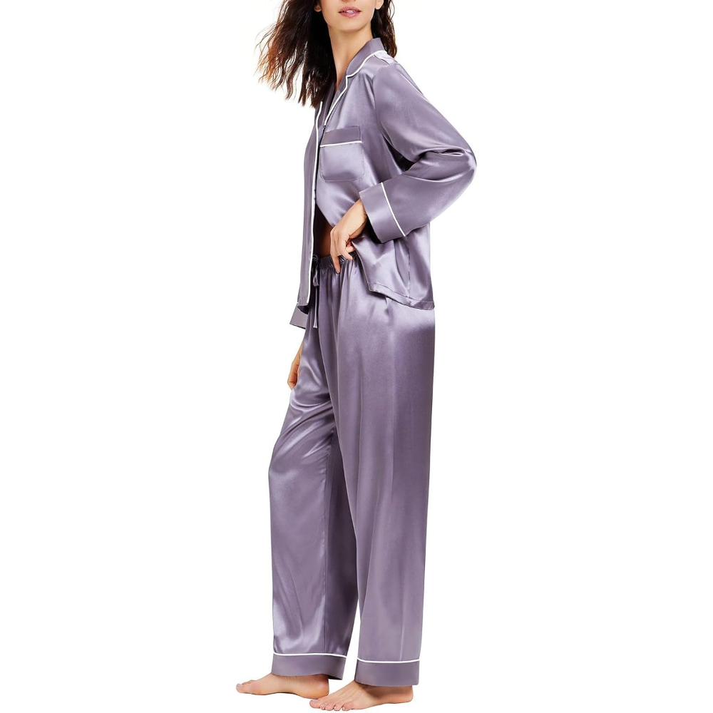 Two Piece Button Down Sleepwear Pajama Sets For Women