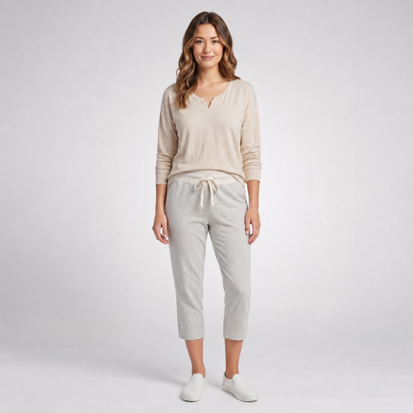 Two Piece Casual Soft Knit Lounge Set For Women