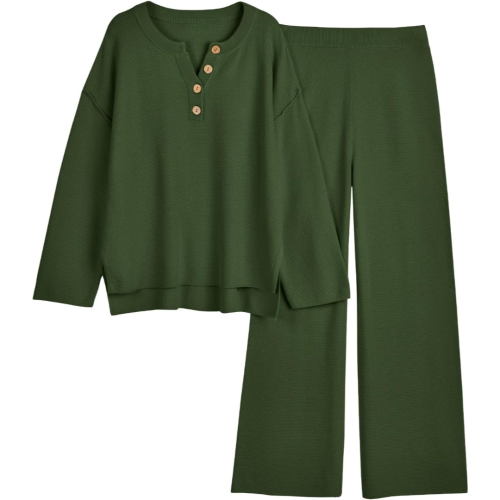 Two Piece Lounge Set With Oversized Matching Knit Design For Women