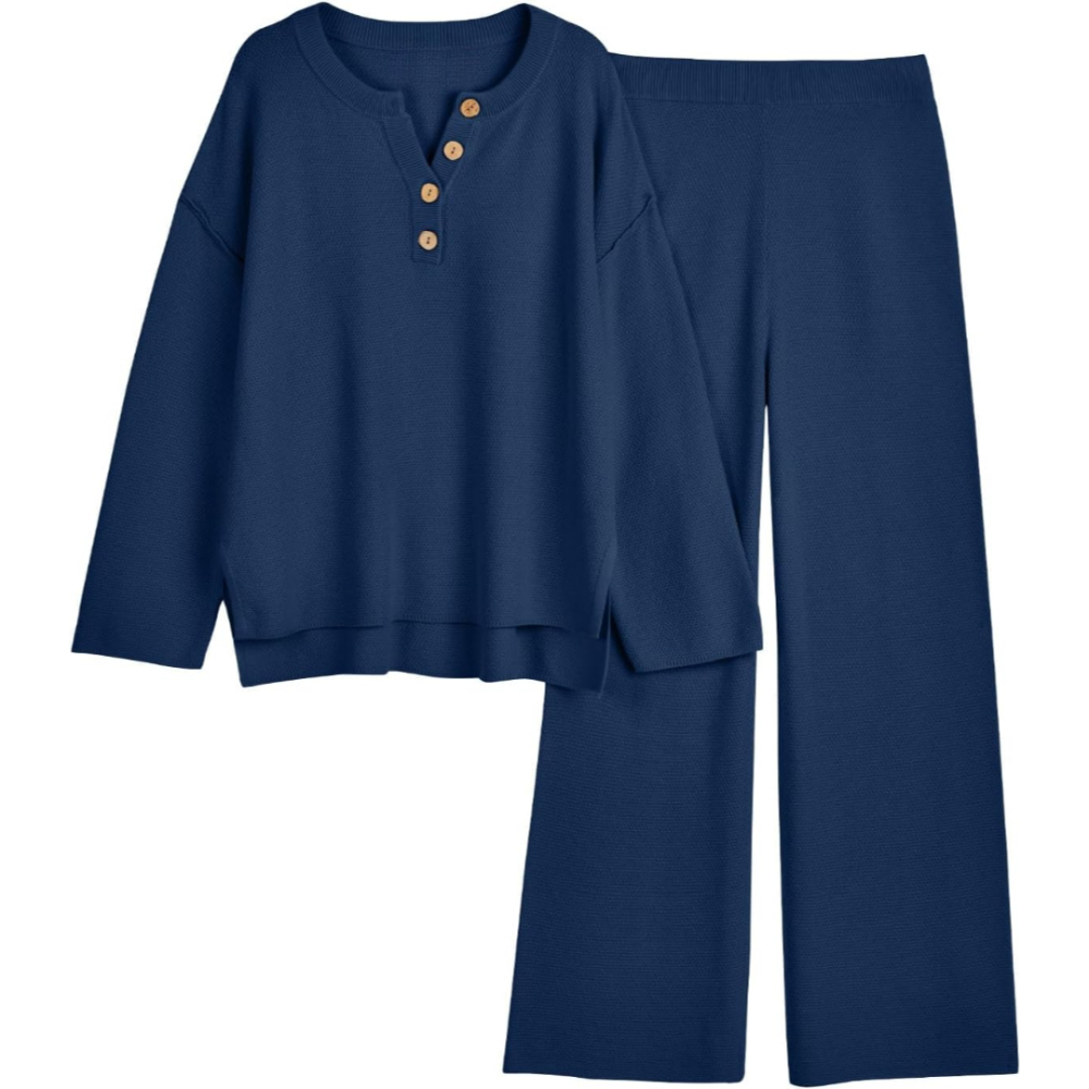 Two Piece Lounge Set With Oversized Matching Knit Design For Women