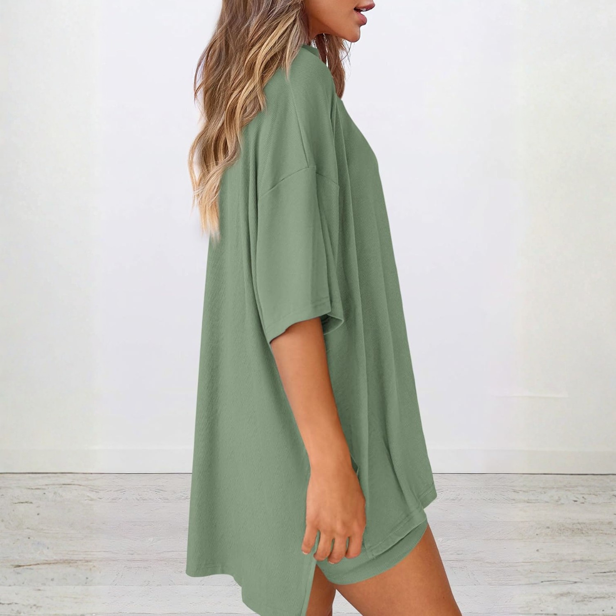 Casual Lounge Outfit With Oversized Shirt And Shorts For Women