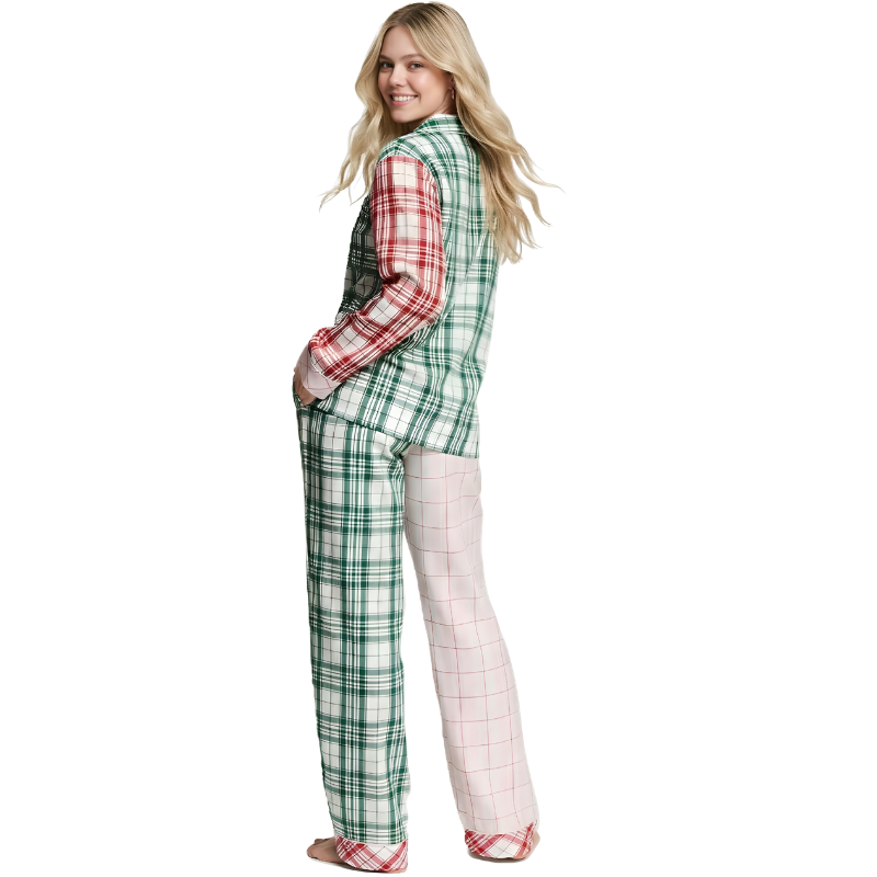 Festive Plaid Flannel Pajama Set
