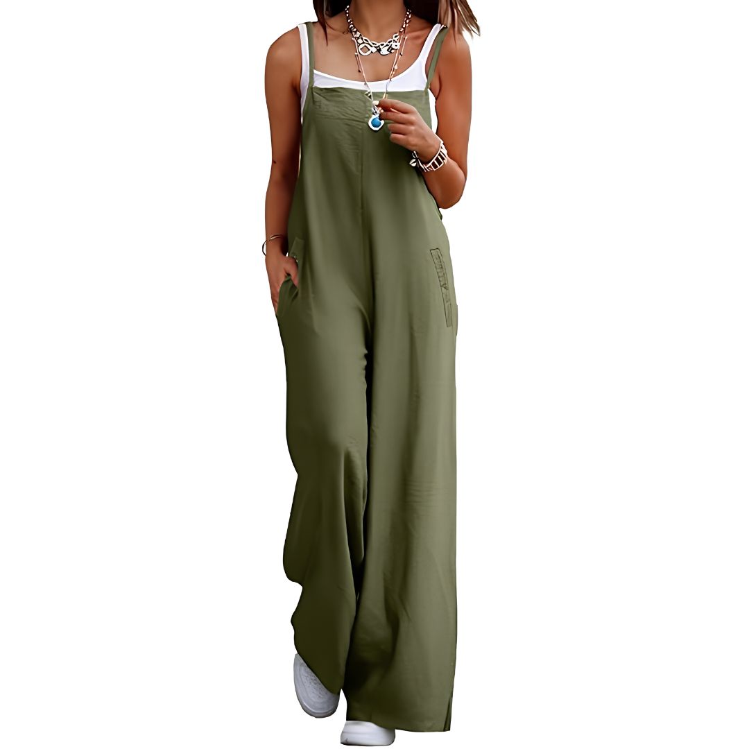 Casual Wide Fit Baggy Jumpsuit With Pockets For Women 