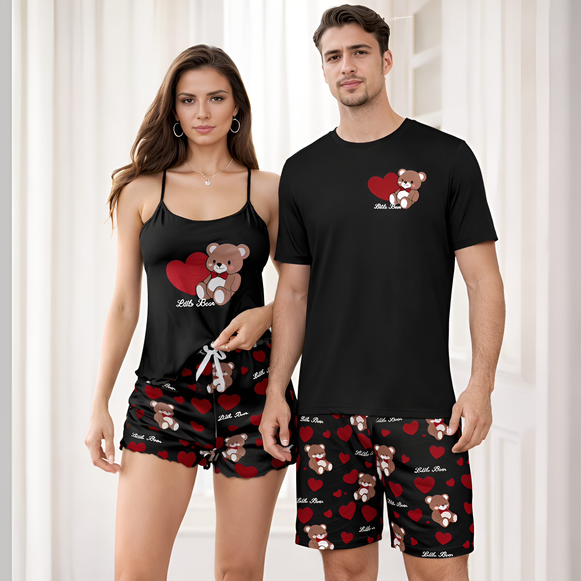 Cartoon Print Matching Pajama Set Couple