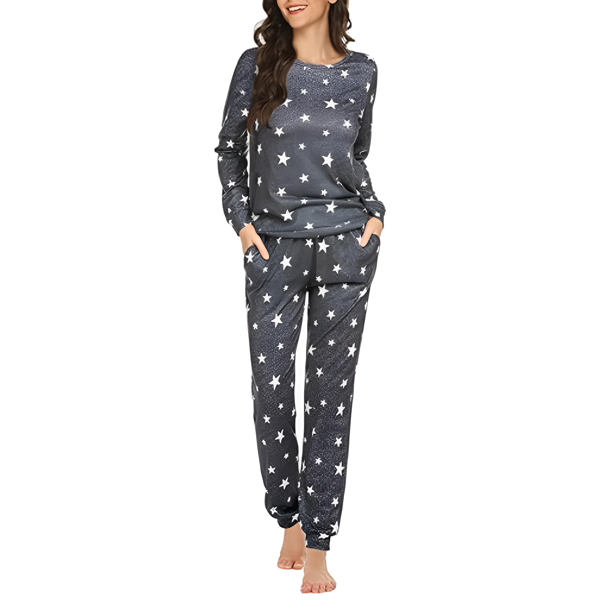 Soft Star Print Pajama Set Lounge For Women