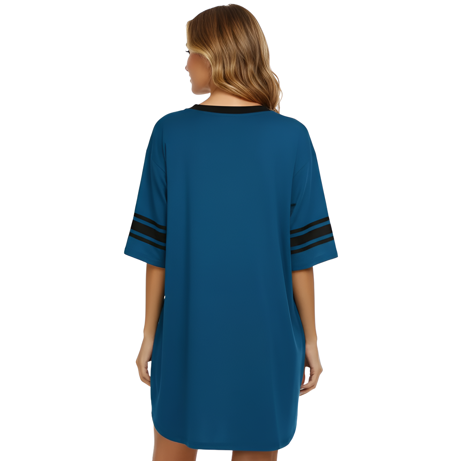 Nightgown Sleepwear With Short Sleeves And Color Block For Women