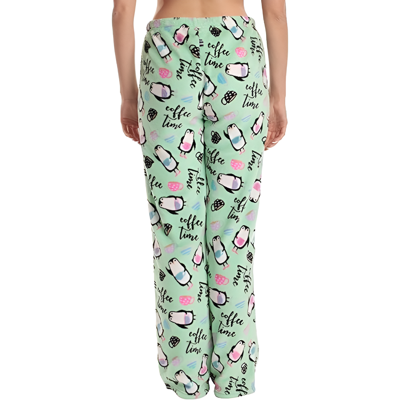 Plush Fleece Penguin Print Pajama Pants For Women