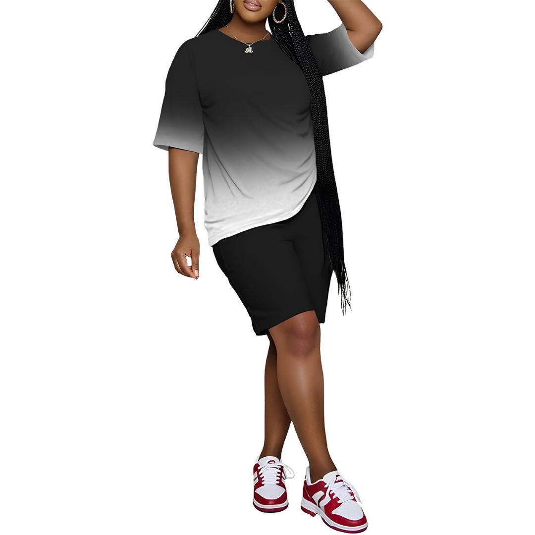 2 Piece Casual Short Sleeve Top And Shorts Set For Women