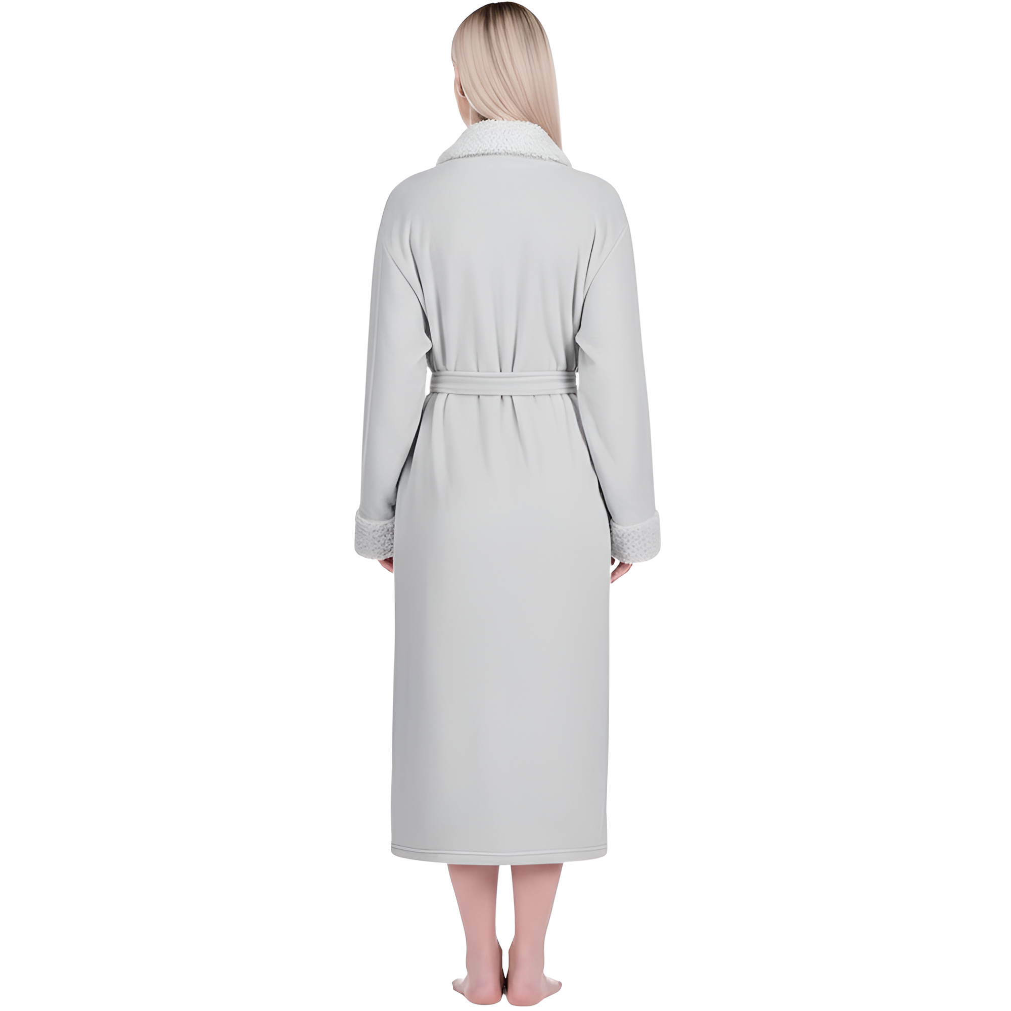 Soft Fleece Long Spa Bathrobe With Pockets