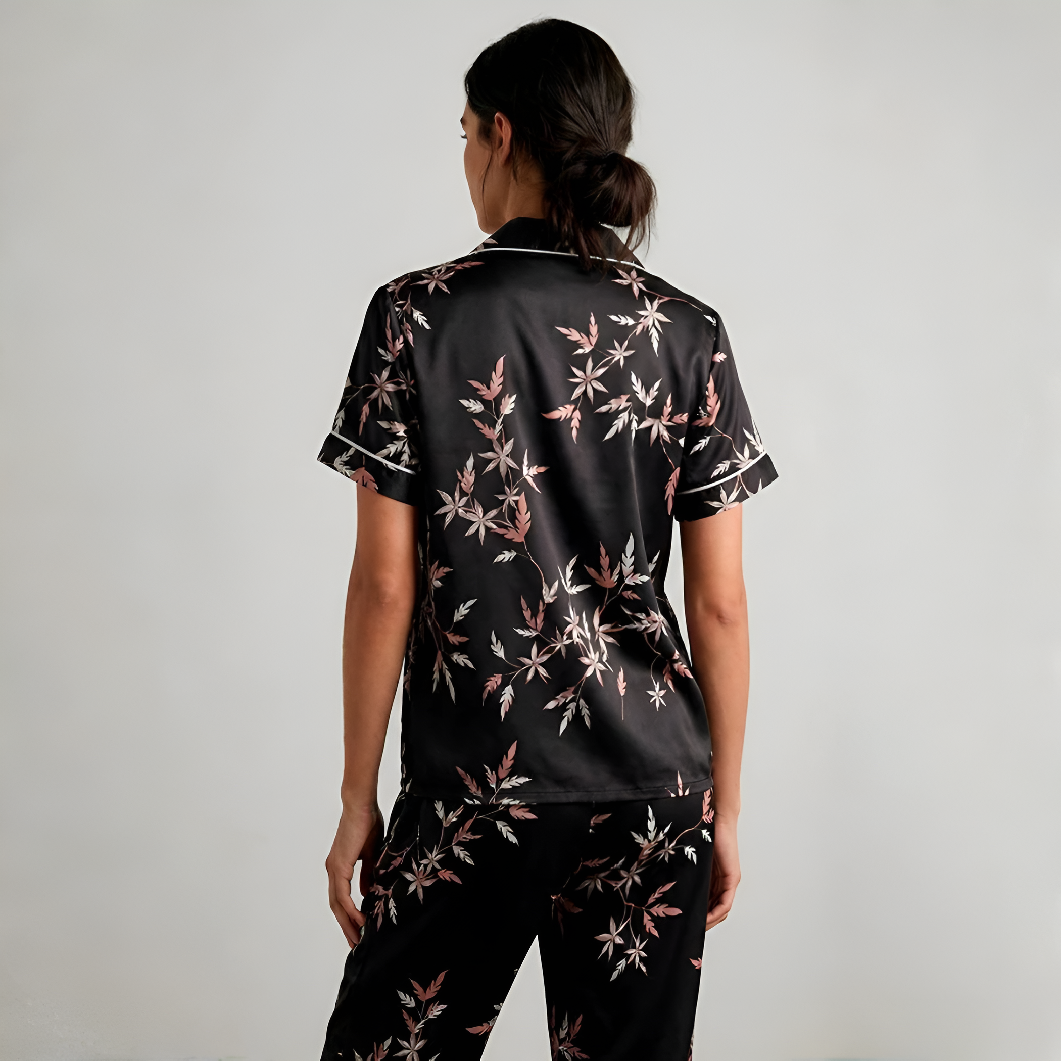 Women Midnight Botanical Floral Air Flow Pajama Set