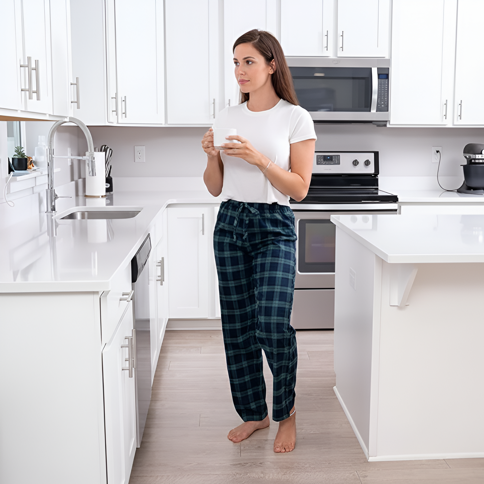 Flannel Plaid Pajama Pants With Drawstring For Women
