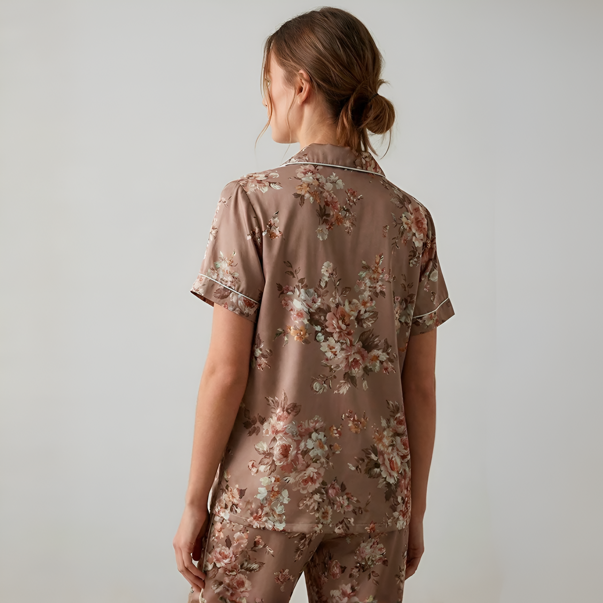 Short Sleeve Sleepwear Floral Matching Pajama Set for Women