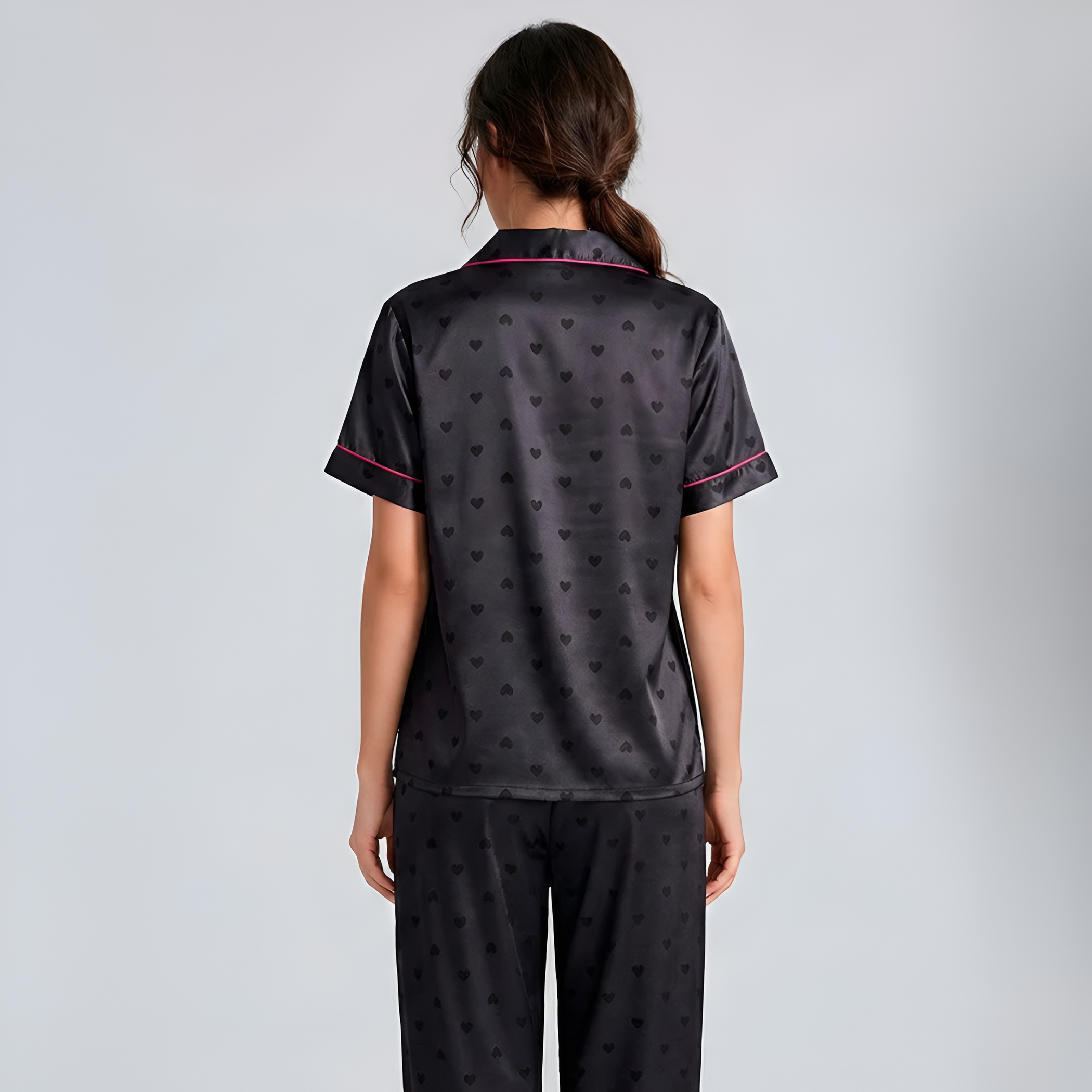 Women Button Front Short Sleeve Matching Pajama Set