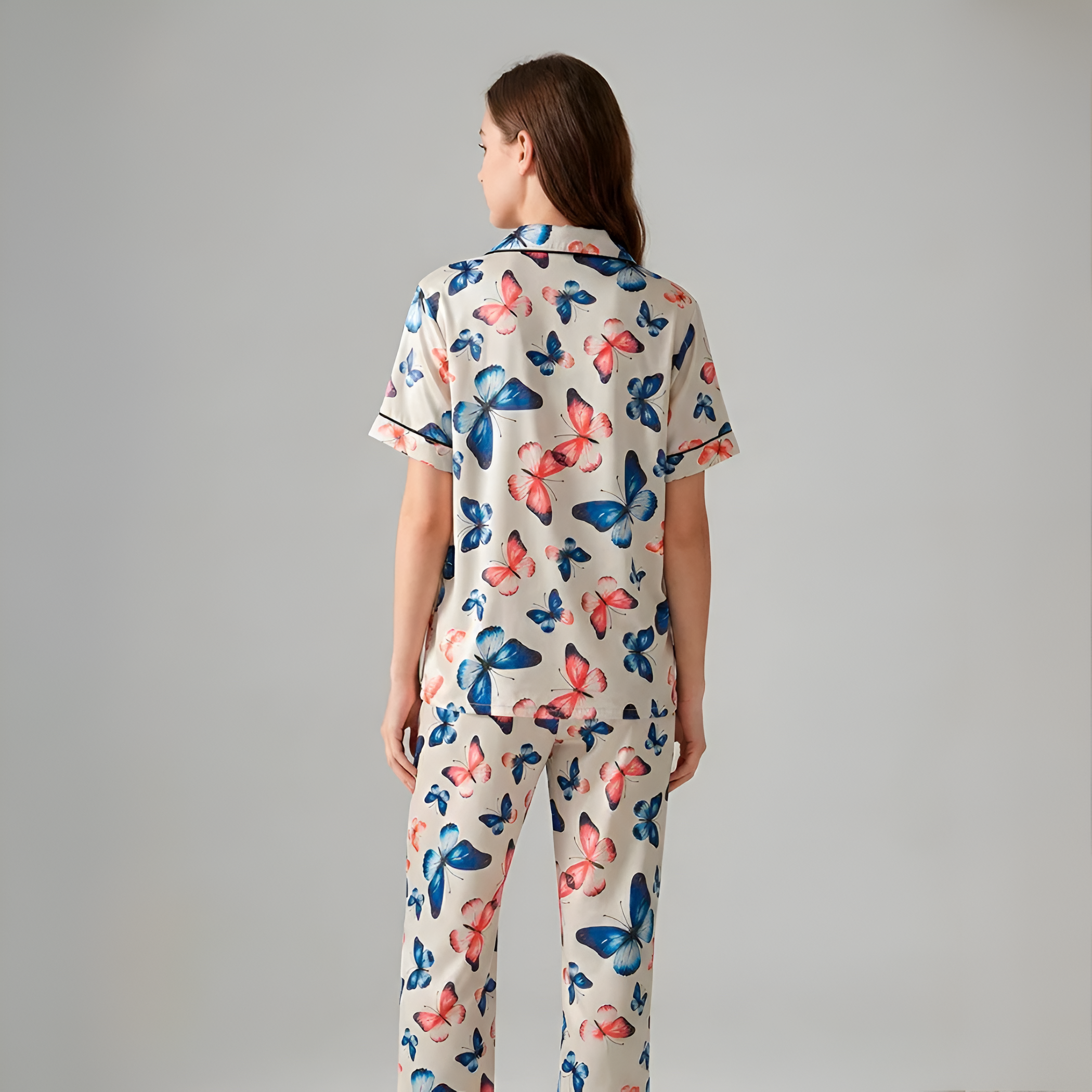 Women Monarch Silk Touch Butterfly Print Pajama Set