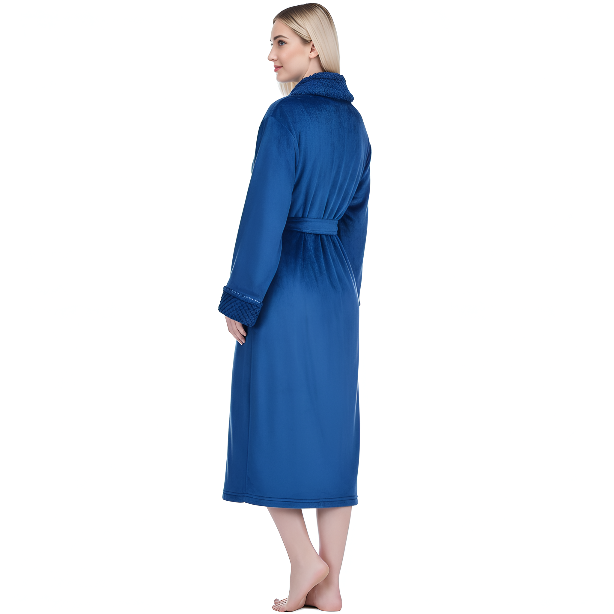 Soft Fleece Long Spa Bathrobe With Pockets