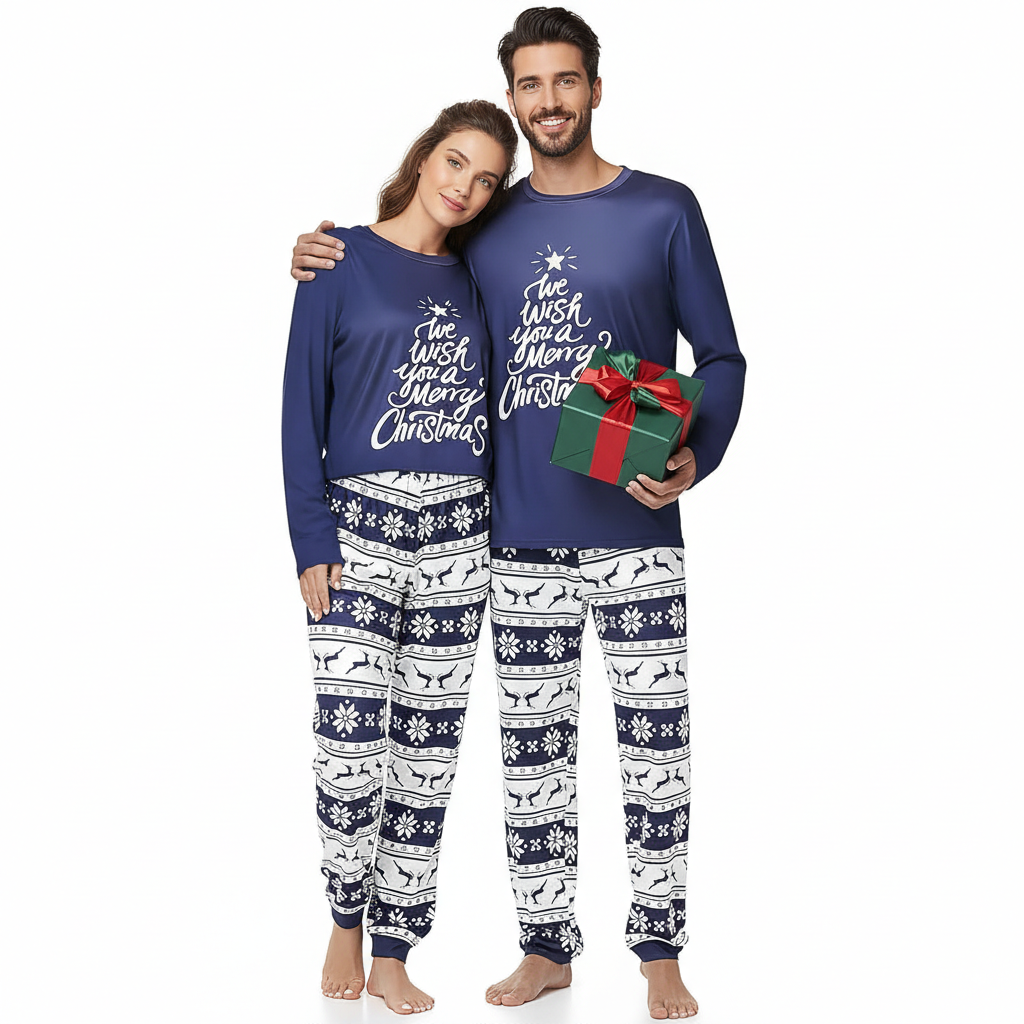 Matching Family Christmas Pajamas Sets With Bear Print For Winter Holidays