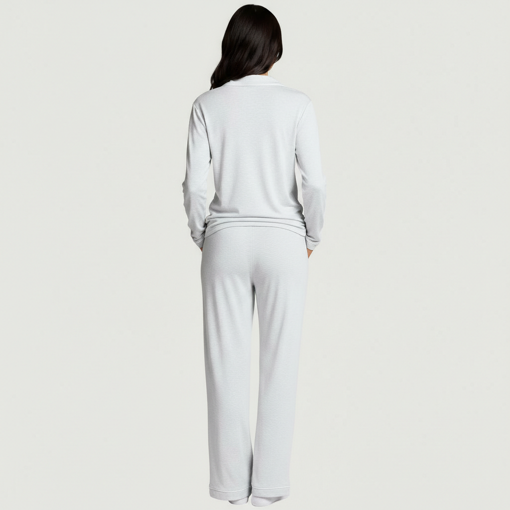 Button Front Lounge Pajama Set For Women