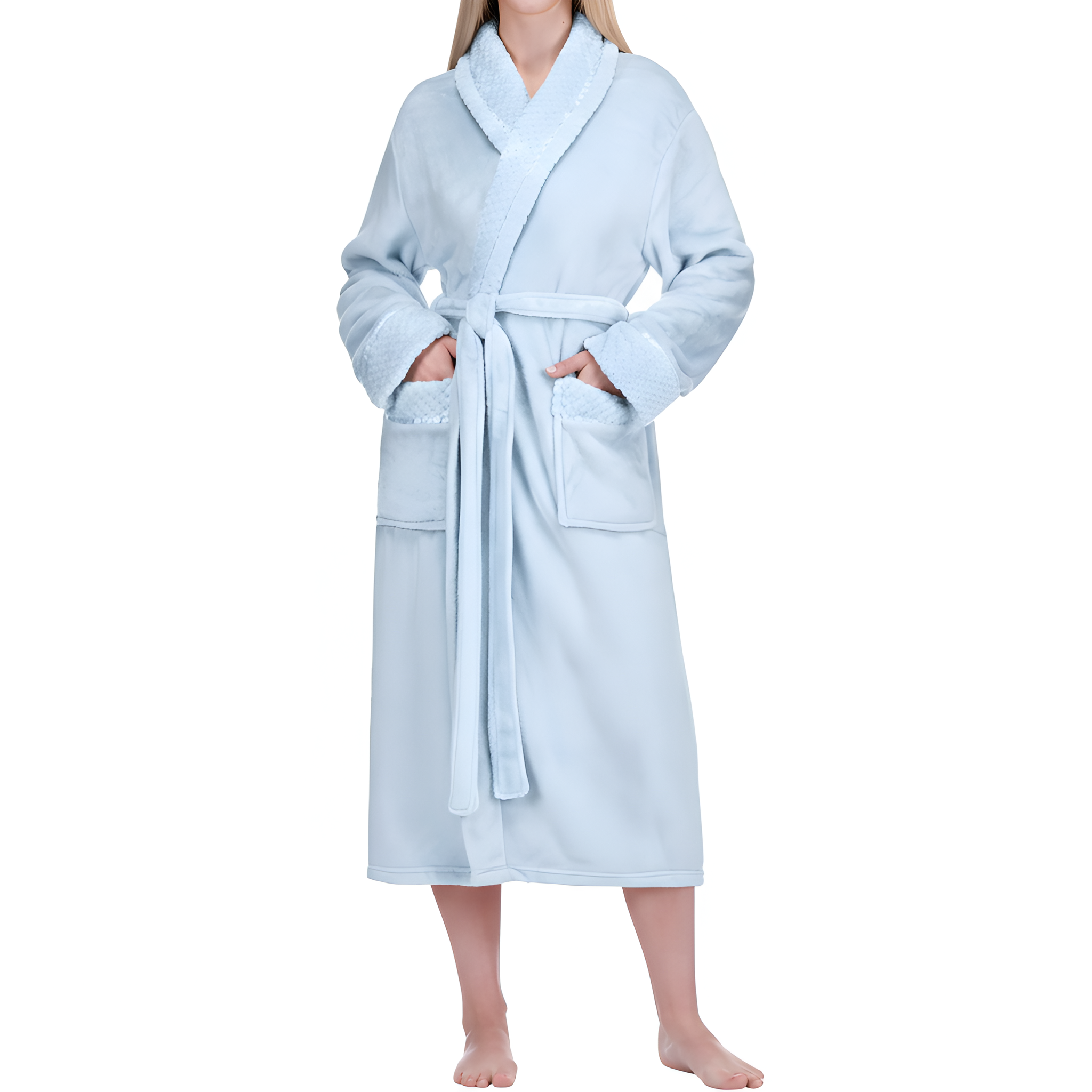 Soft Fleece Long Spa Bathrobe With Pockets