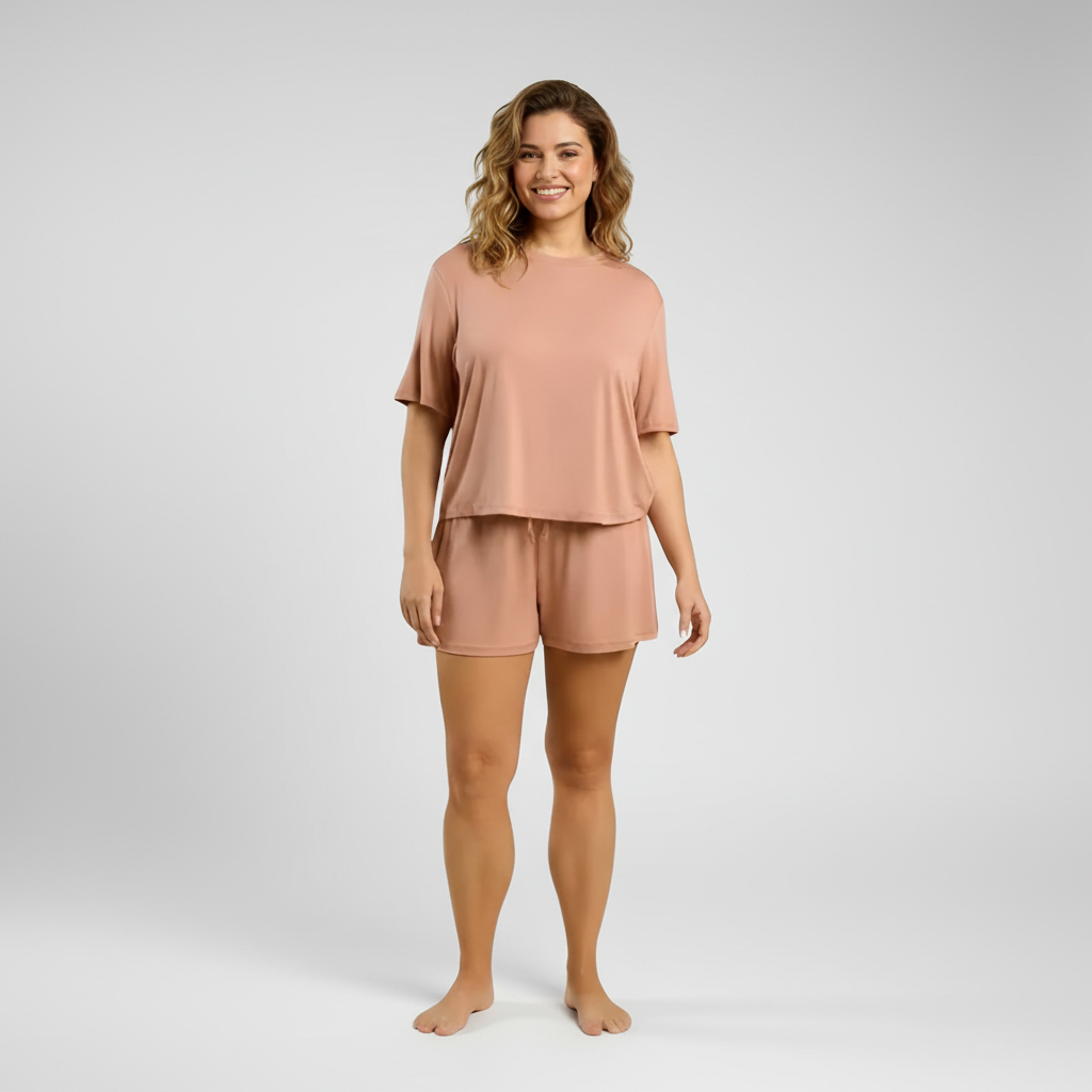 Soft Stretch Lightweight Pajama Top And Short Set
