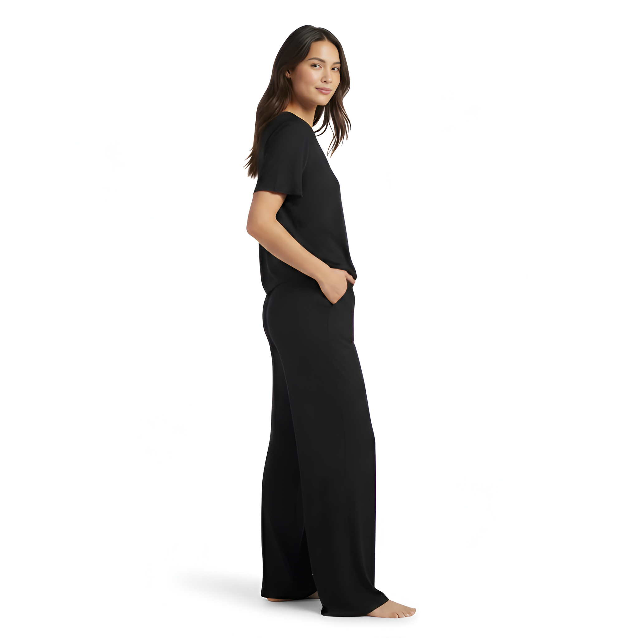 Soft Rayon Pajama Set With Drawstring Pants