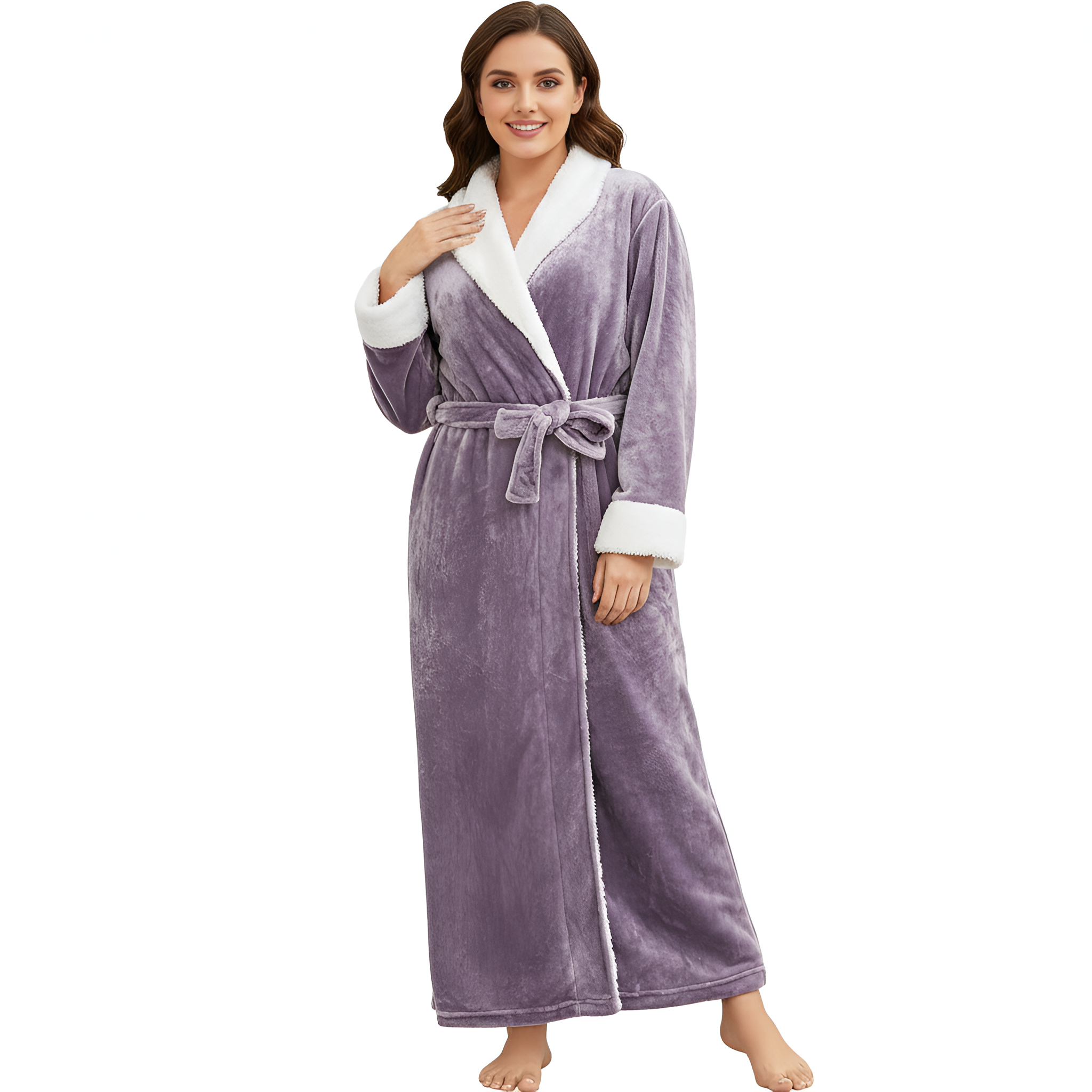 Long Soft Fleece Housecoat Bathrobe For Women
