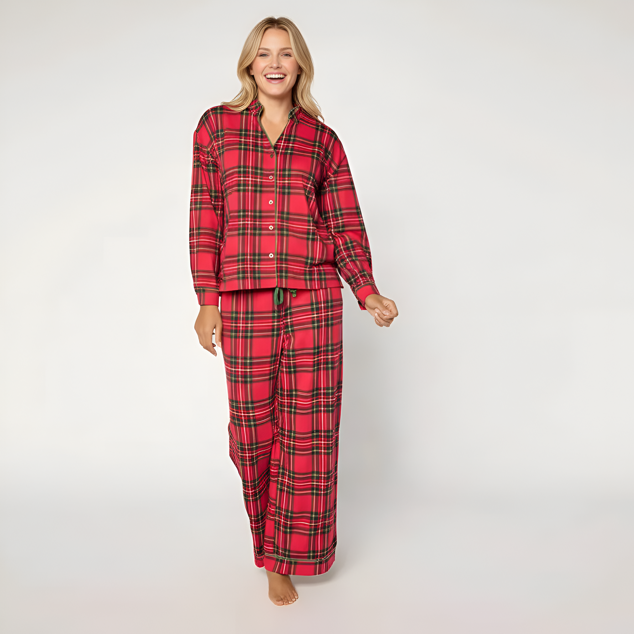 MUK LUKS Dream Cloud Notch Collar Winter Pajama SetKnit Notch Collar Button Front Pajama Set - Image 6