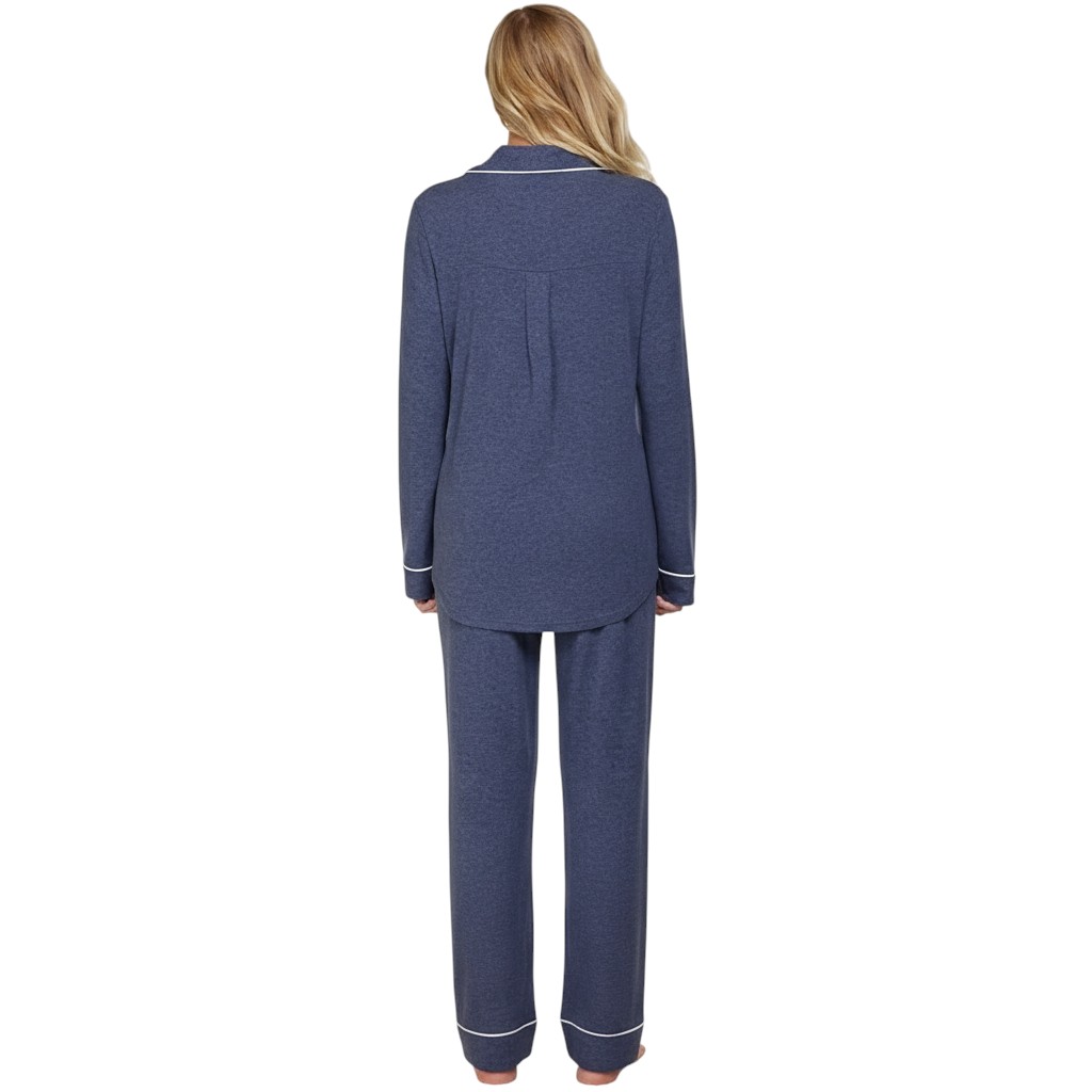 Soft Long Sleeve Pajama Set Button Front Sleepwear For Women