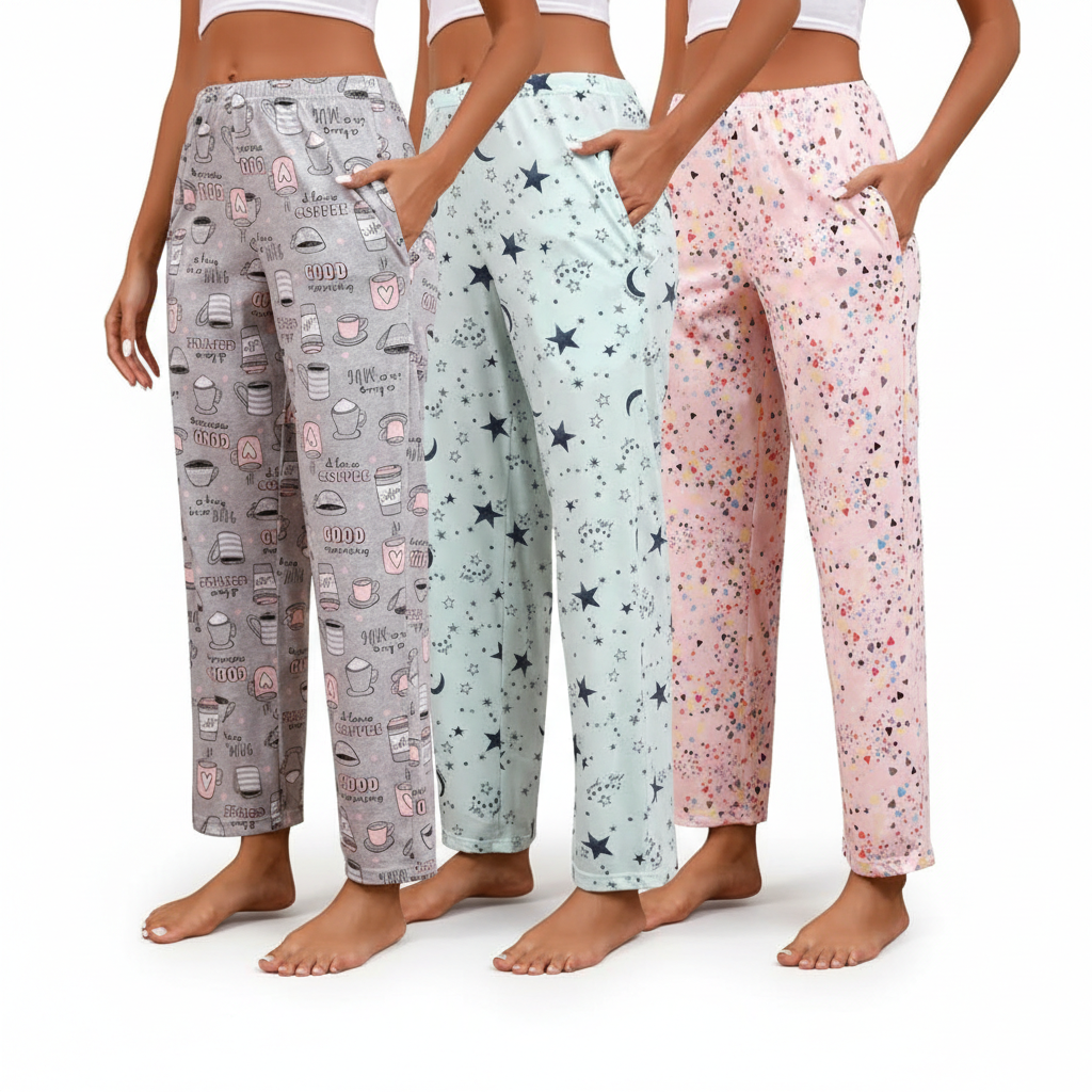 Pack Of Three Printed Pajama Pants