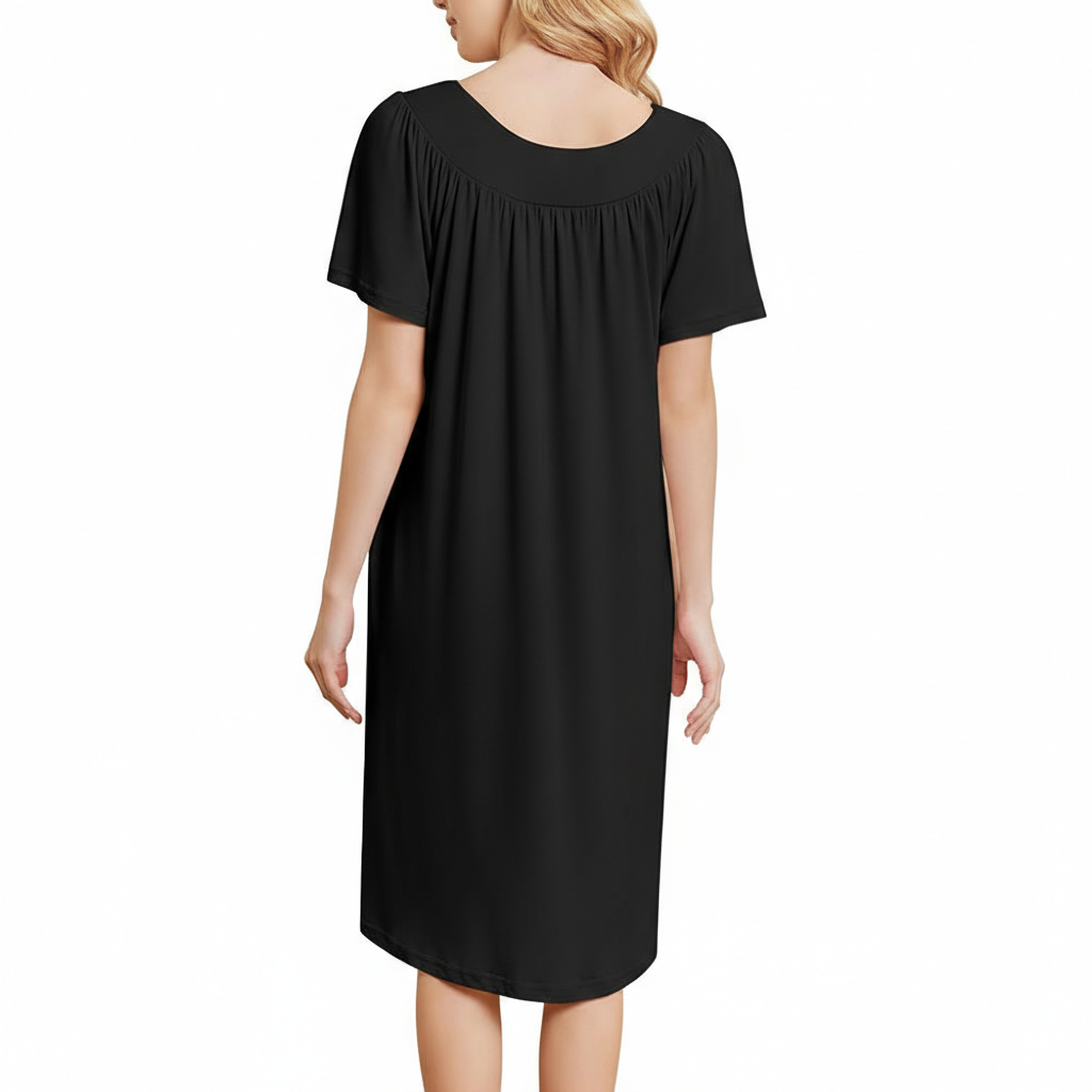 Pleated Nightgowns Short Sleeve House Dress