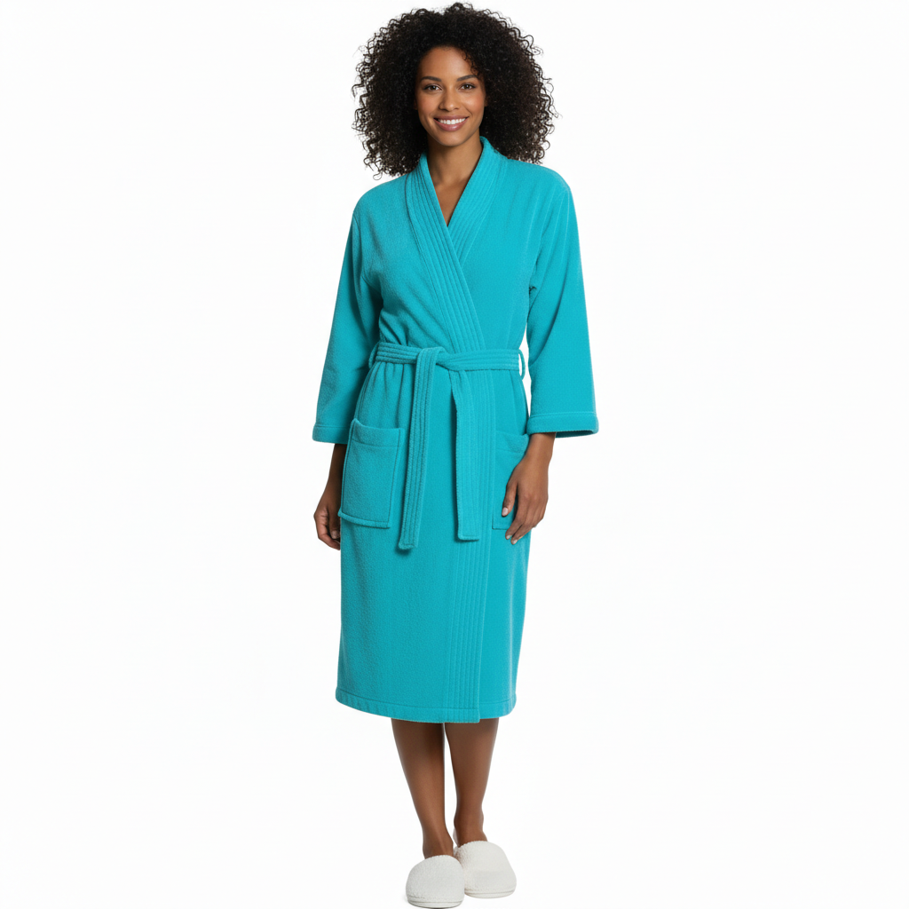 Soft Turkish Terry Cloth Kimono Design Bathrobe For Women