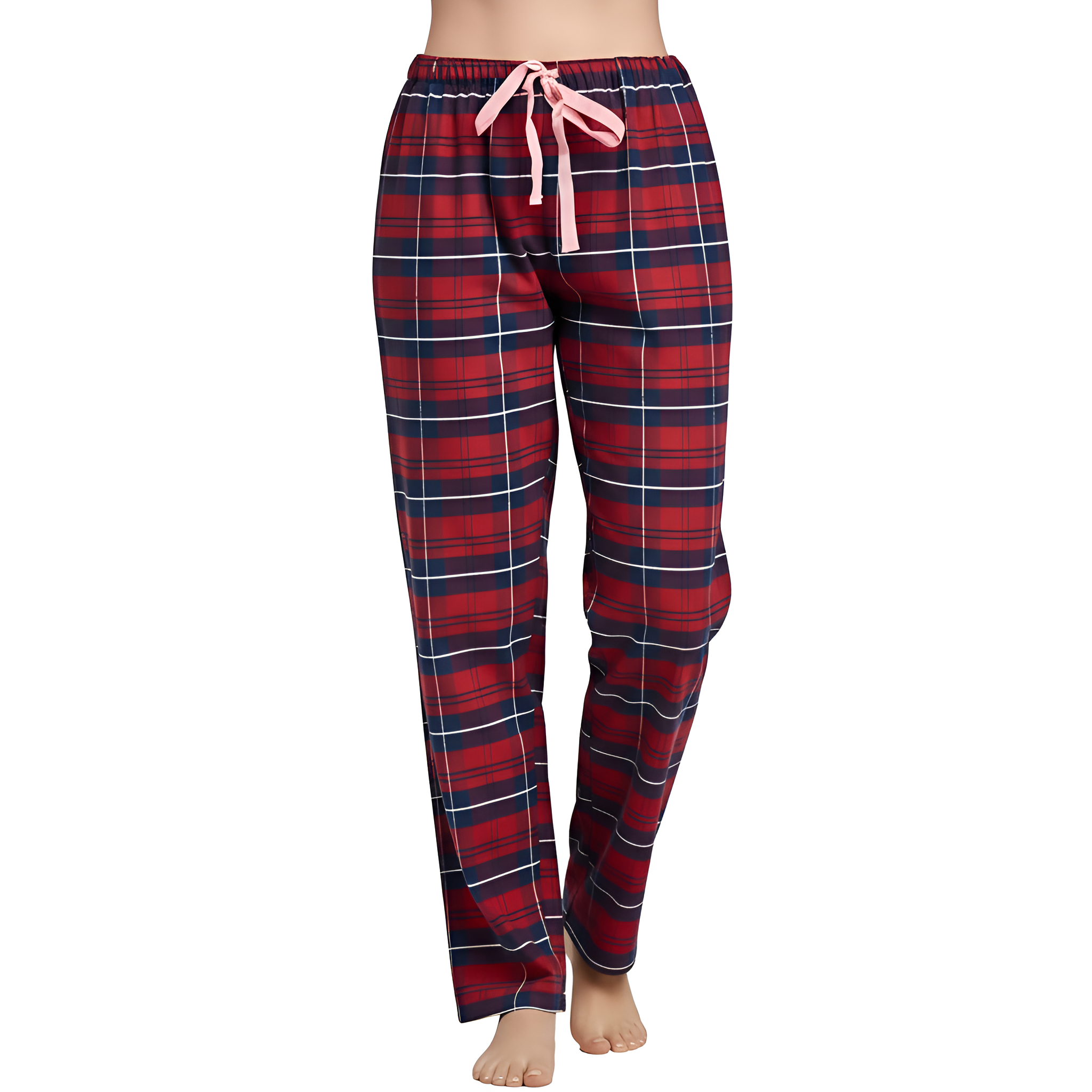 Flannel Plaid Pajama Pants With Drawstring For Women
