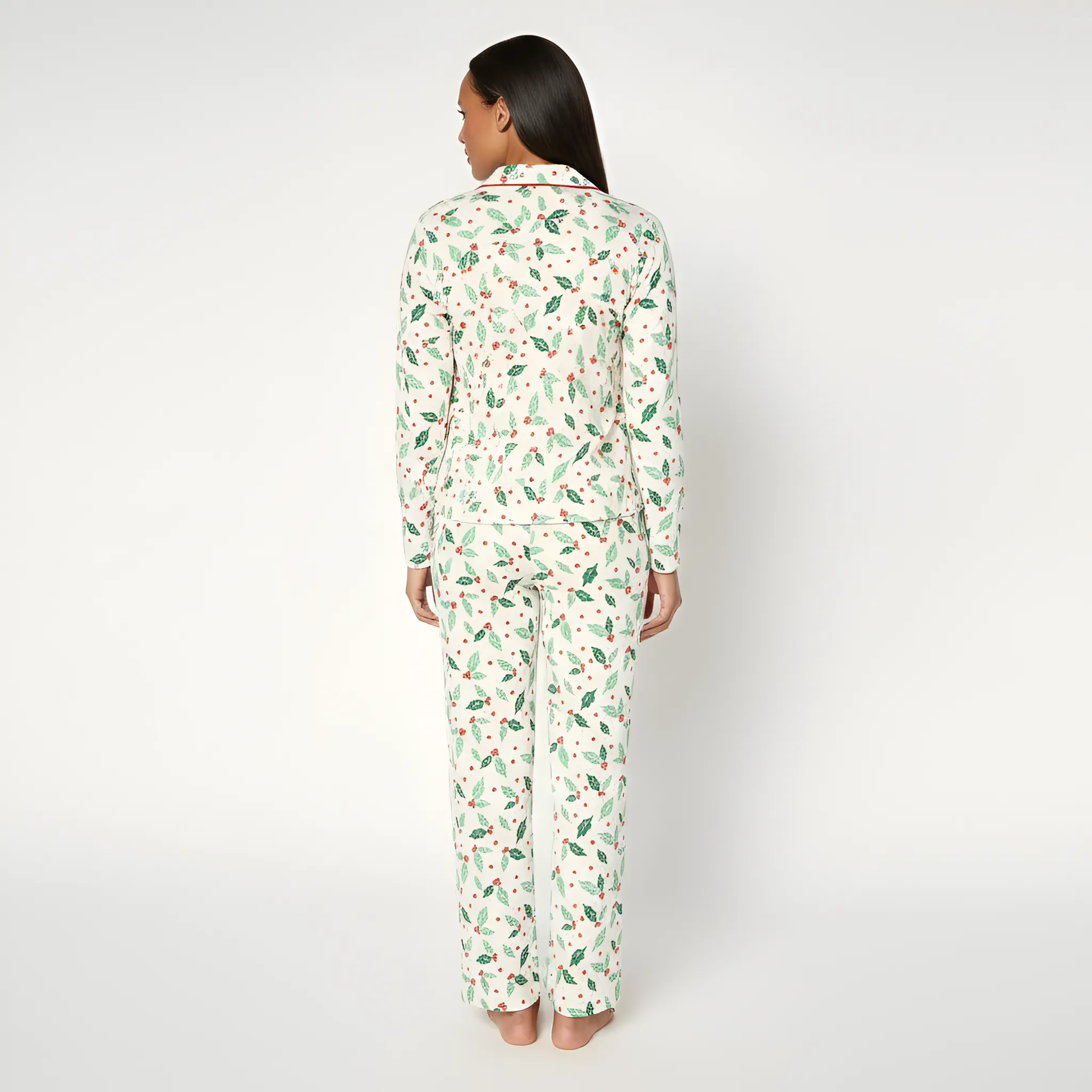 Petite Notch Collar Pajama Set For Women