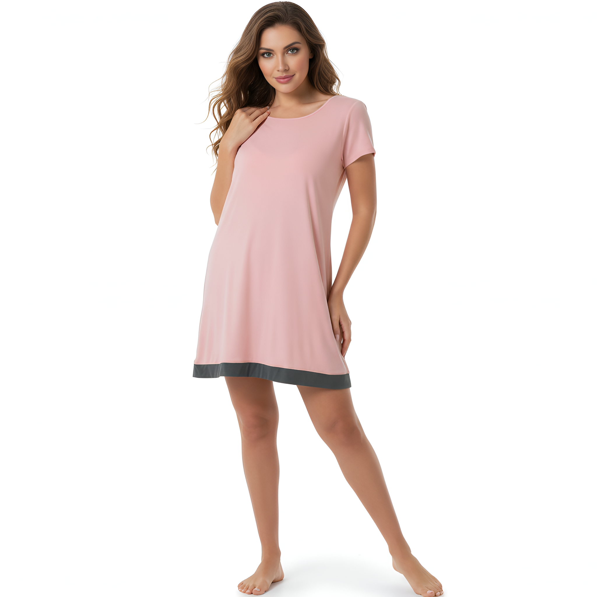 Lightweight Lounge Dress with Short Sleeves For Women