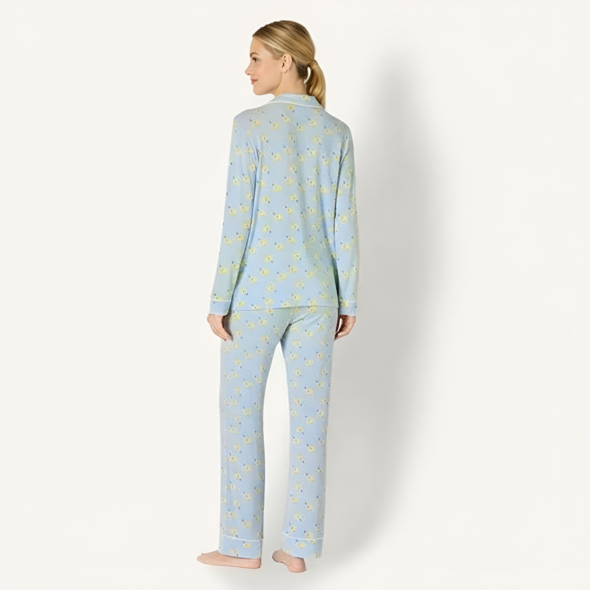 Classic Long Sleeve Button Front Pajama Set For Women