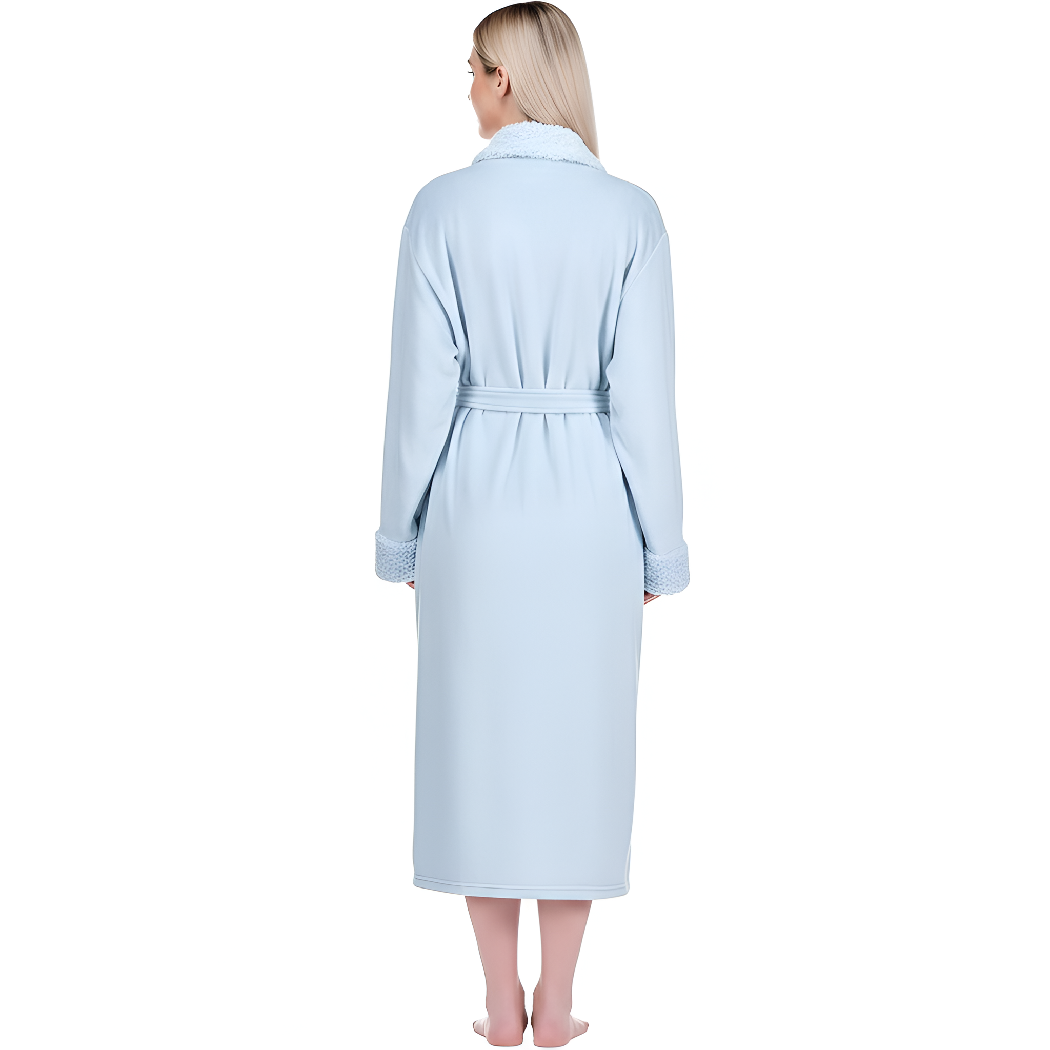Soft Fleece Long Spa Bathrobe With Pockets