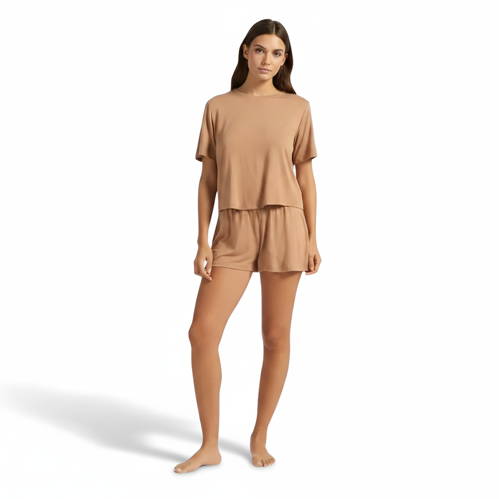 Soft Stretch Lightweight Pajama Top And Short Set