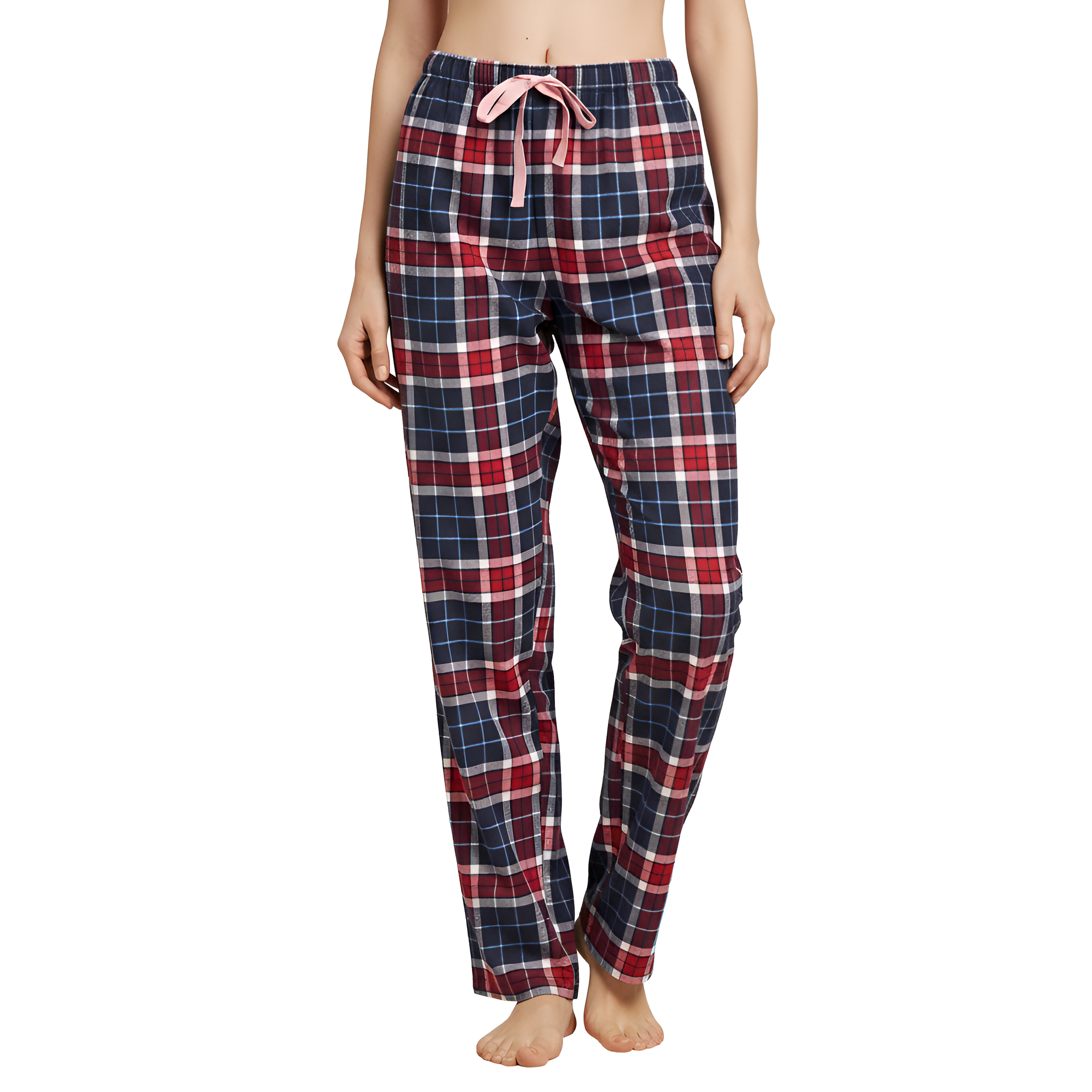 Flannel Plaid Pajama Pants With Drawstring For Women