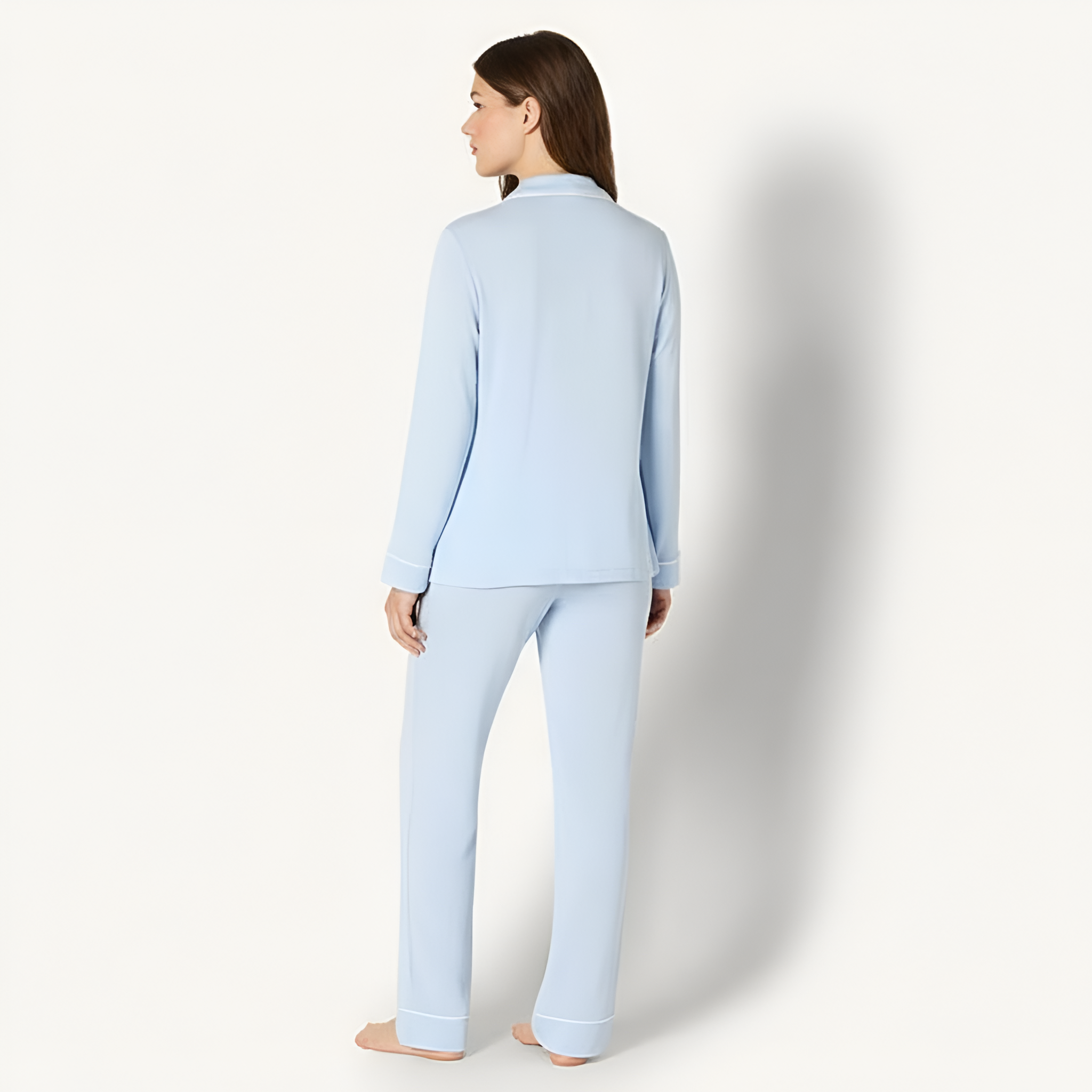 Classic Long Sleeve Button Front Pajama Set For Women