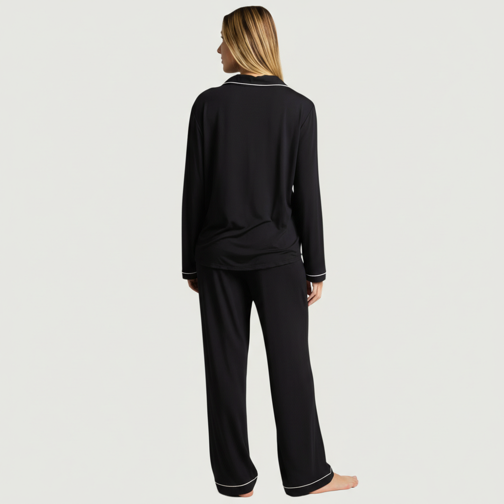 Button Front Lounge Pajama Set For Women