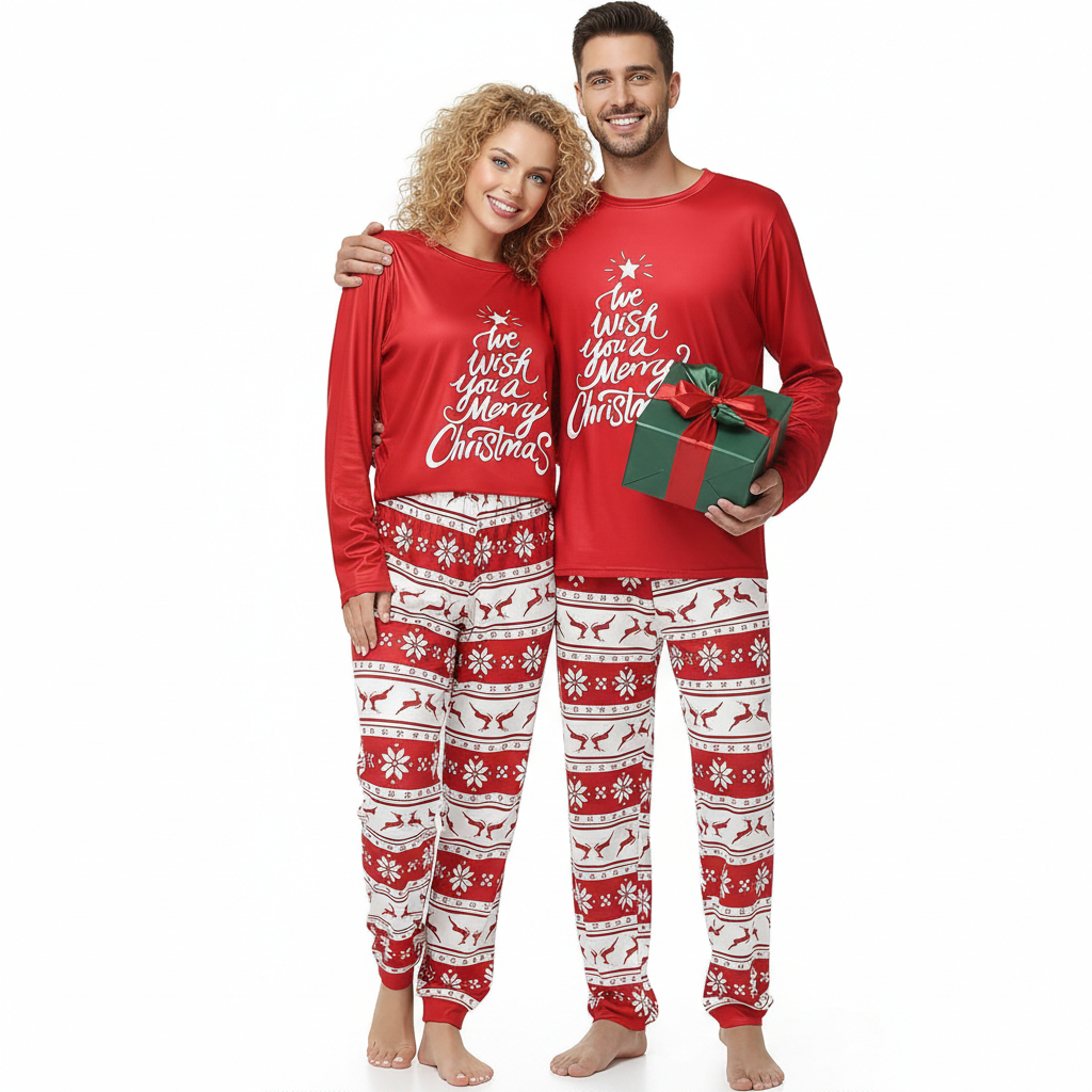 Matching Family Christmas Pajamas Sets With Bear Print For Winter Holidays