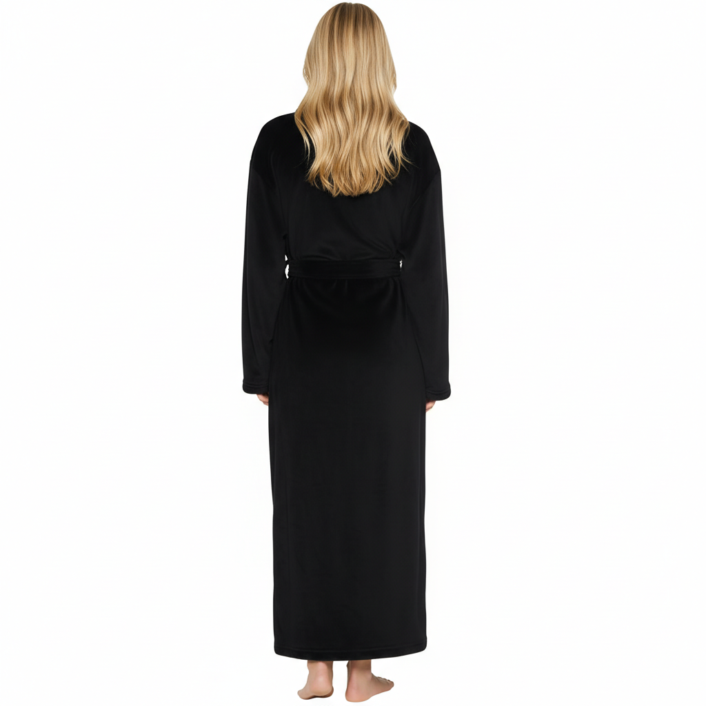 Soft Fleece Shawl Collar Design Long Fluffy Bathrobe