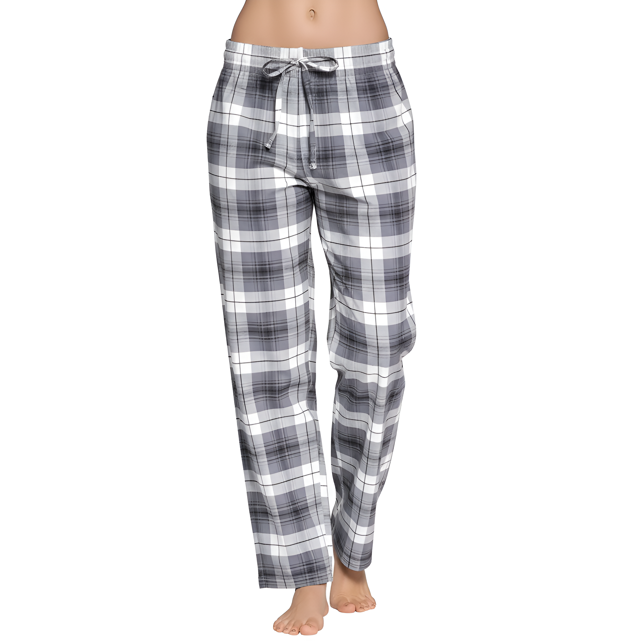 Flannel Plaid Pajama Pants With Drawstring For Women