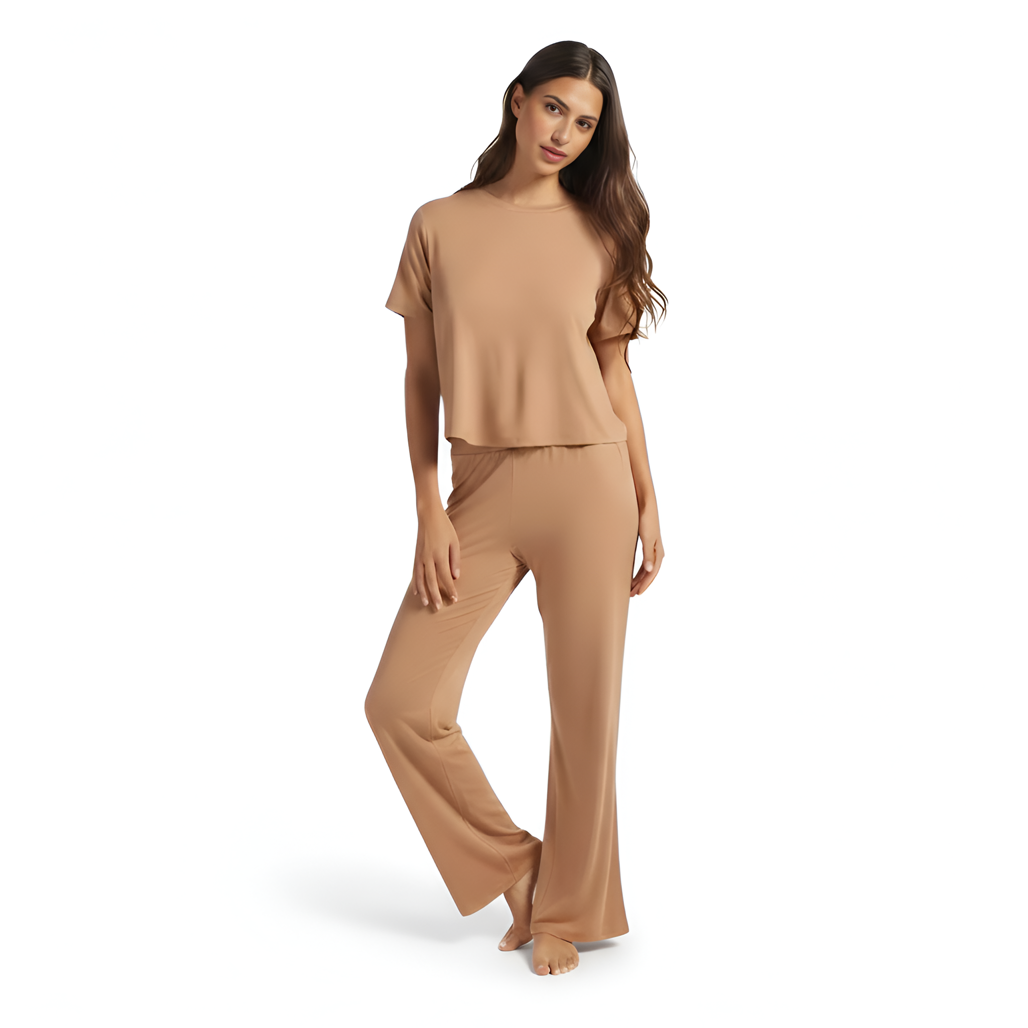 Soft Rayon Pajama Set With Drawstring Pants