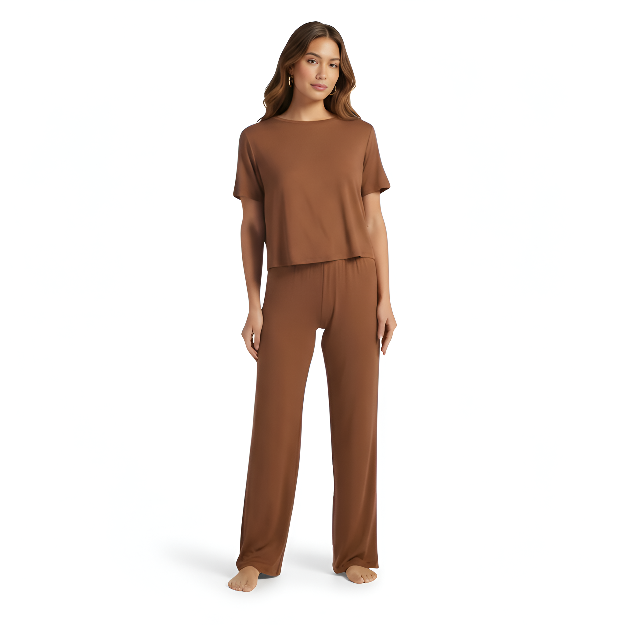 Soft Rayon Pajama Set With Drawstring Pants