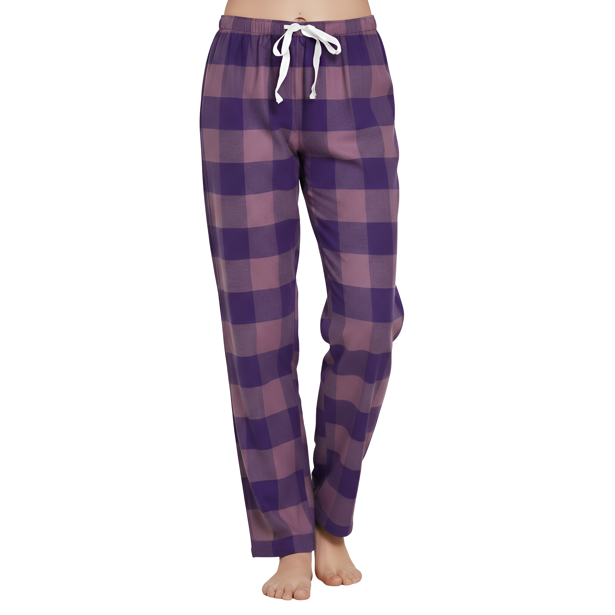 Flannel Plaid Pajama Pants With Drawstring For Women