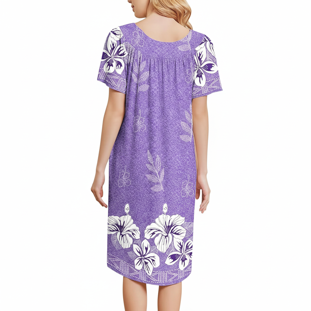 Pleated Nightgowns Short Sleeve House Dress