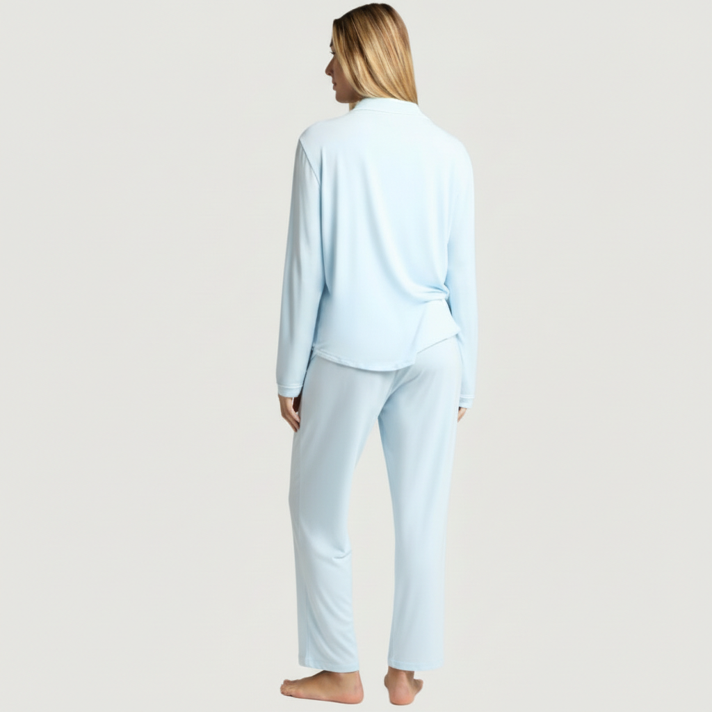 Button Front Lounge Pajama Set For Women