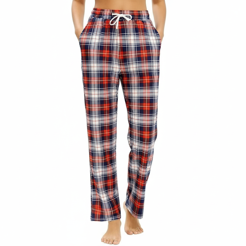 Plaid Pajama Pants For Lounge With Pockets For Women